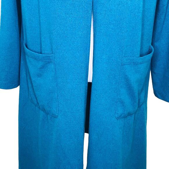 Nina Leonard Dolce Turquoise Blue Cardigan Grandmacore with Pockets Medium - Picture 3 of 8